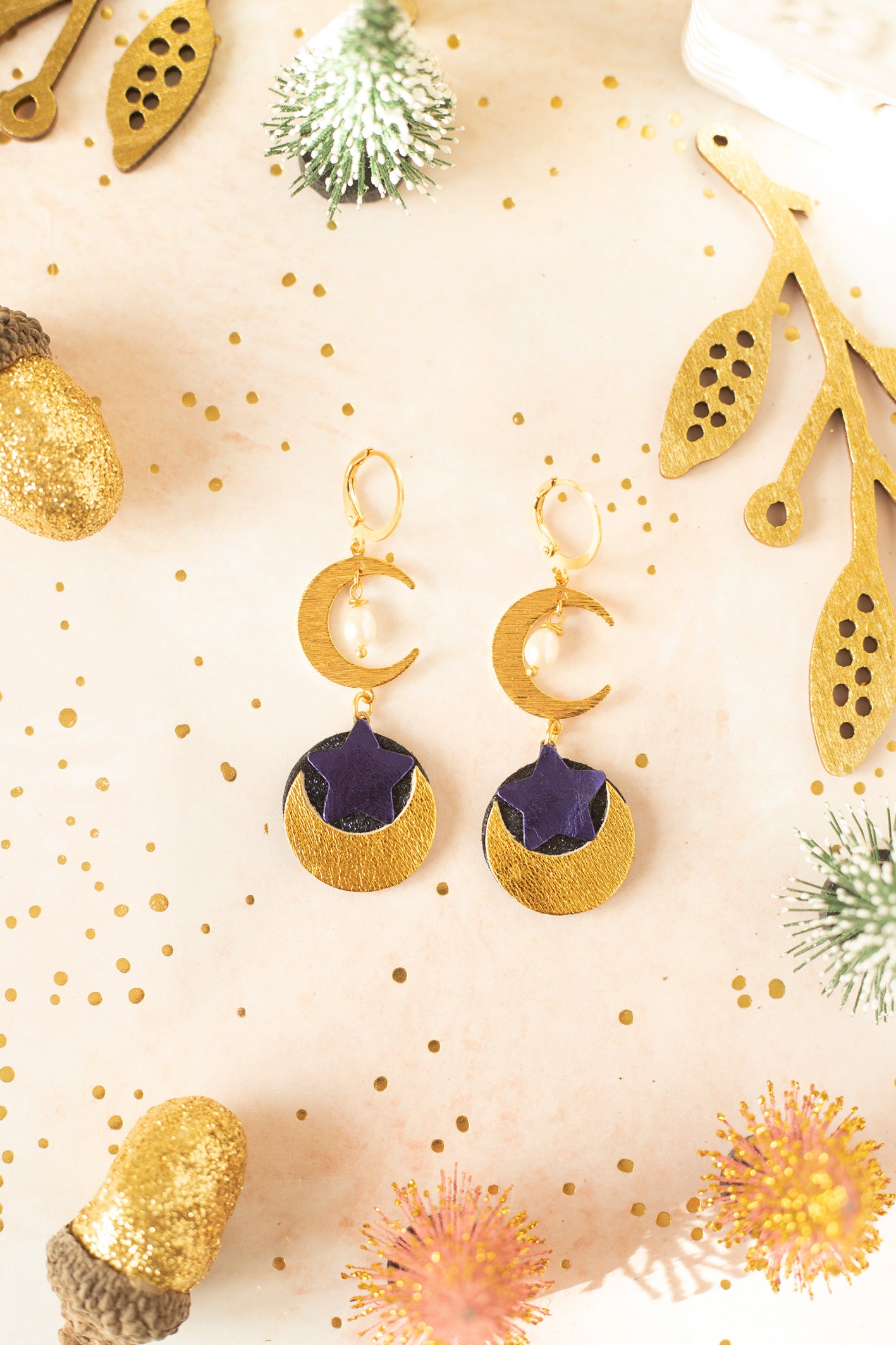 Boucles d’oreilles Lunes magiques violet