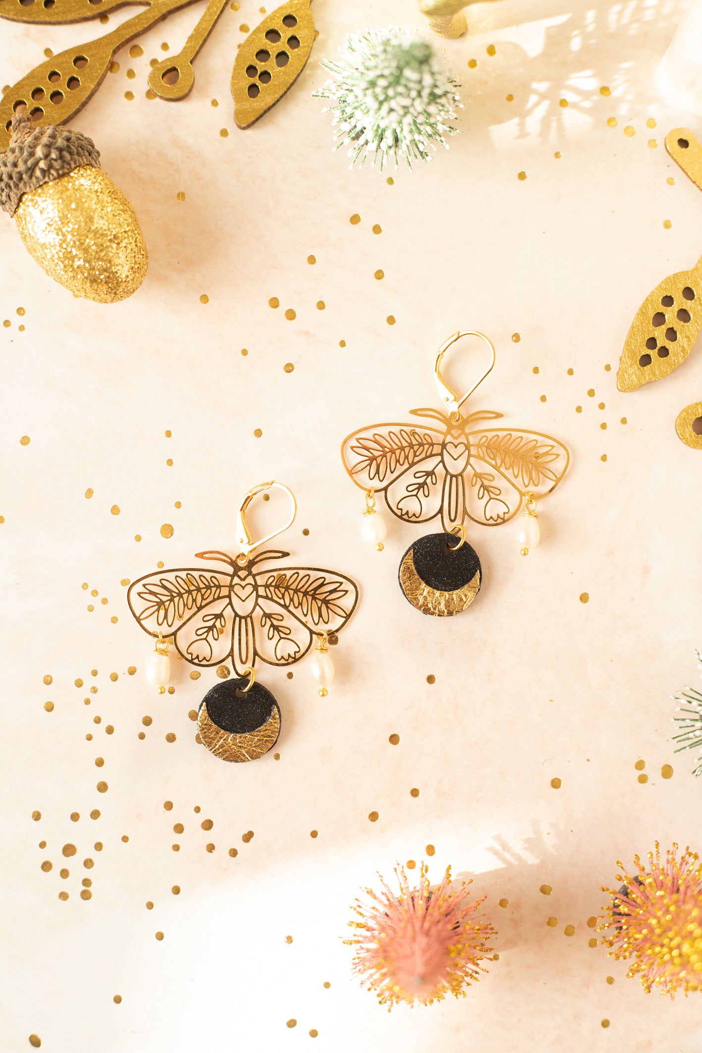 Boucles d’oreilles Lune Papillons de Nuit