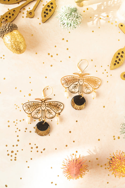 Boucles d’oreilles Lune Papillons de Nuit