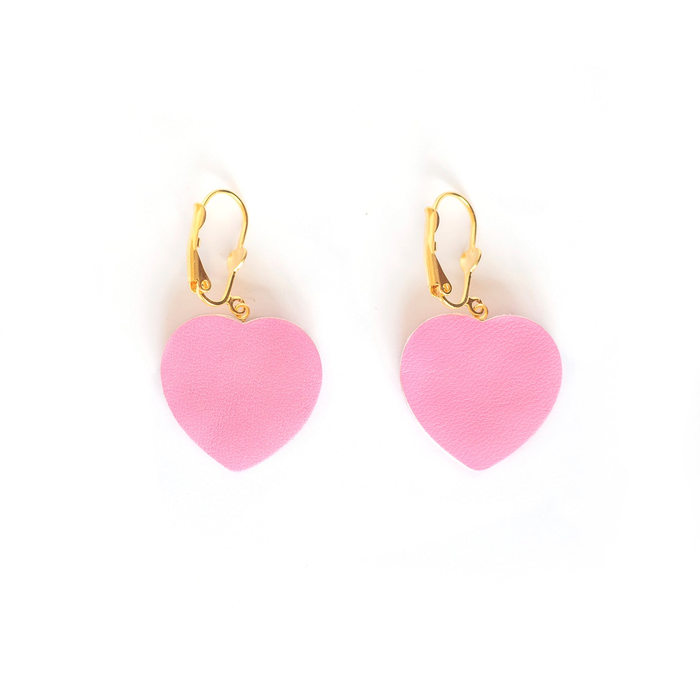 Boucles d'oreilles Sacré Coeur rose et fuchsia métallisé