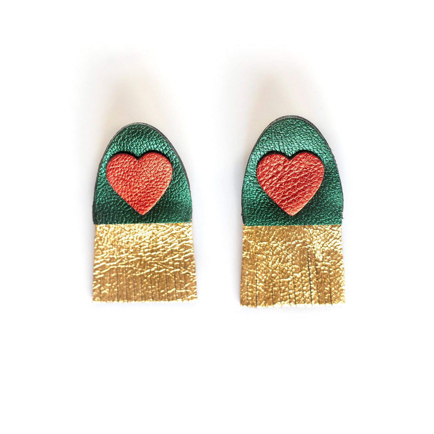 Boucles d'oreilles Coeur franges dorées