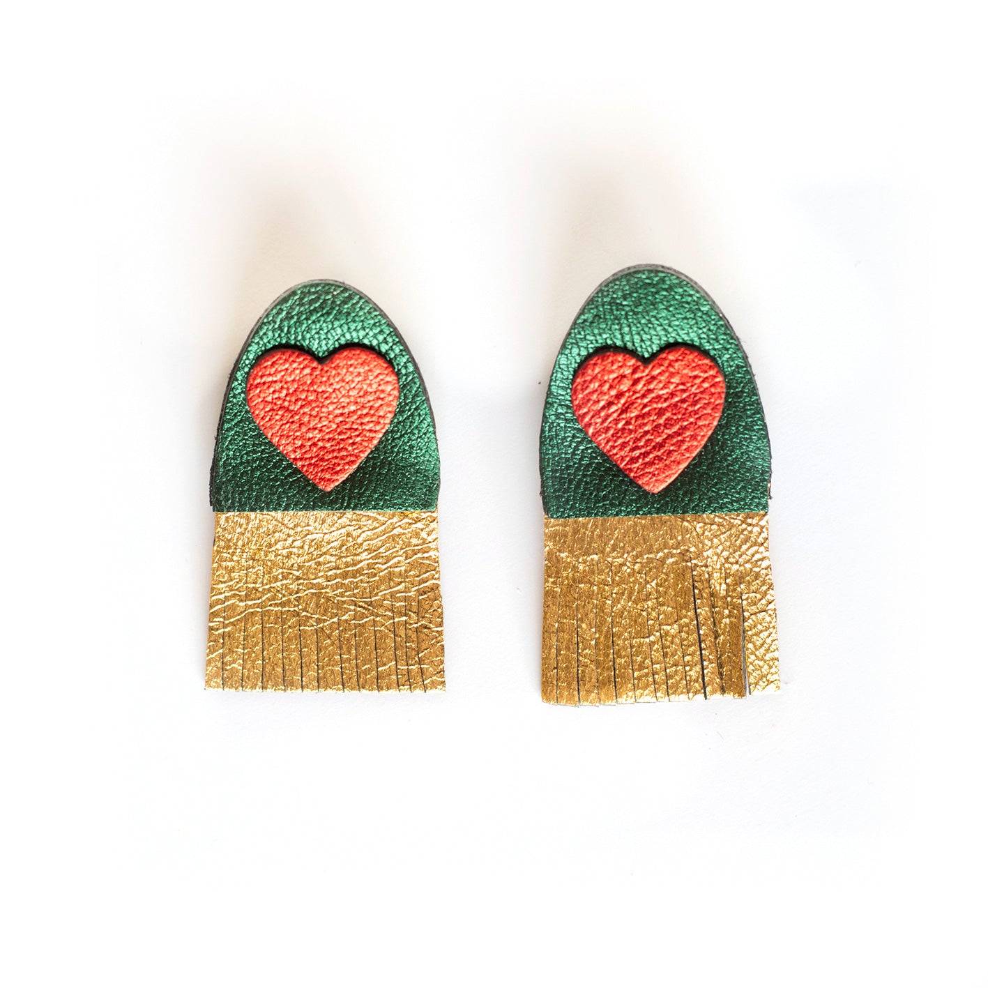 Boucles d'oreilles Coeur franges dorées
