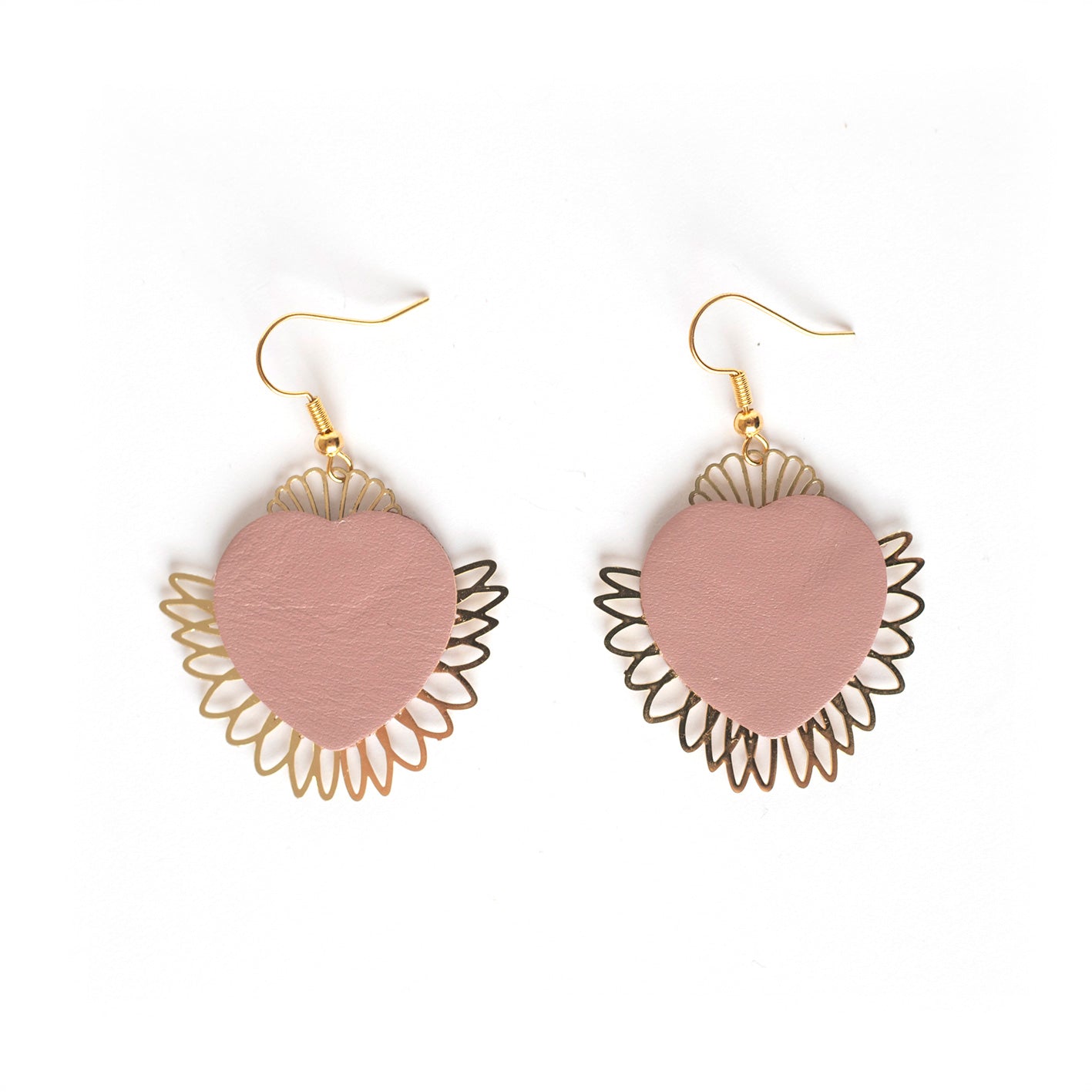 Boucles d'oreilles Grands Coeurs Sacrés rose chair
