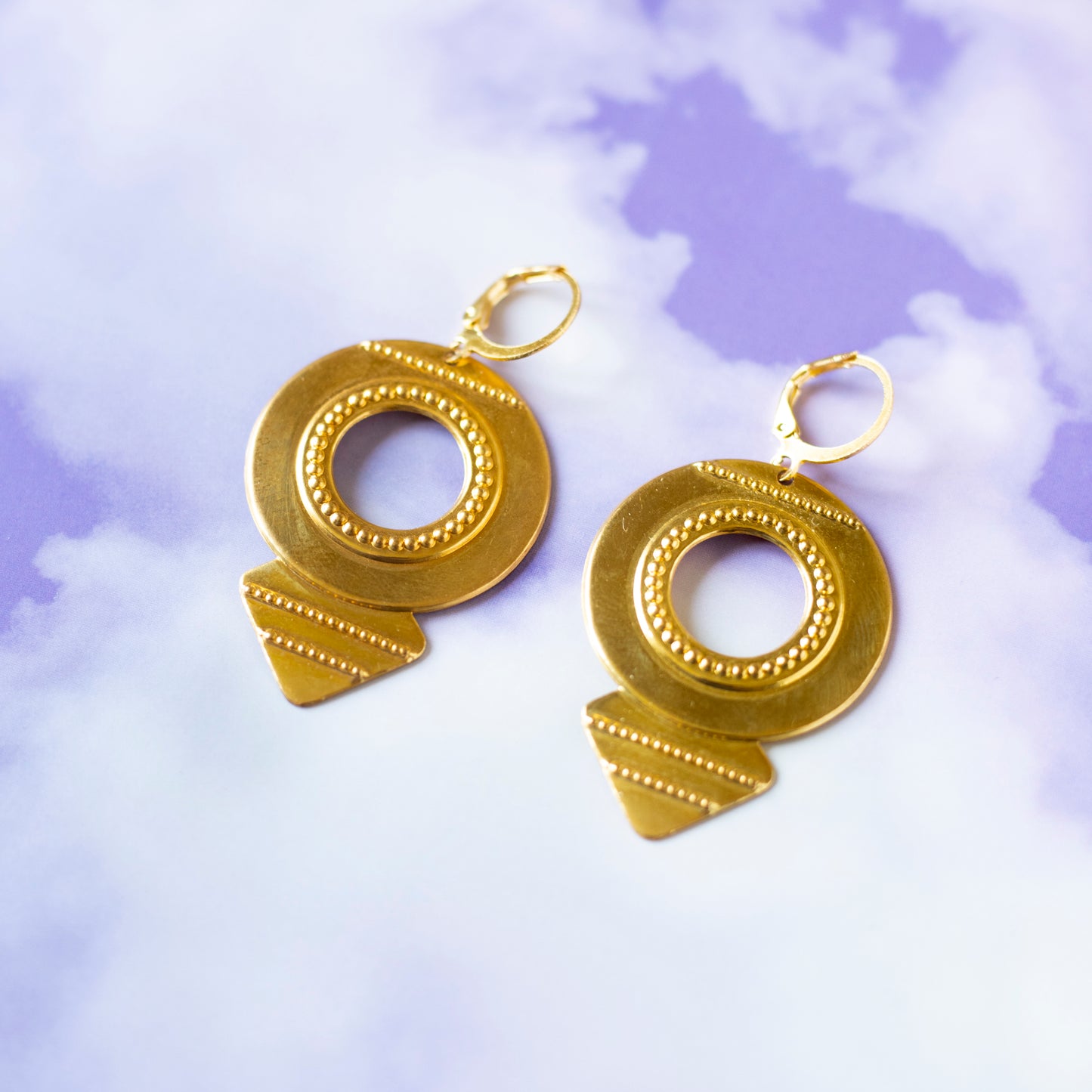 Earrings with old Art Deco style prints