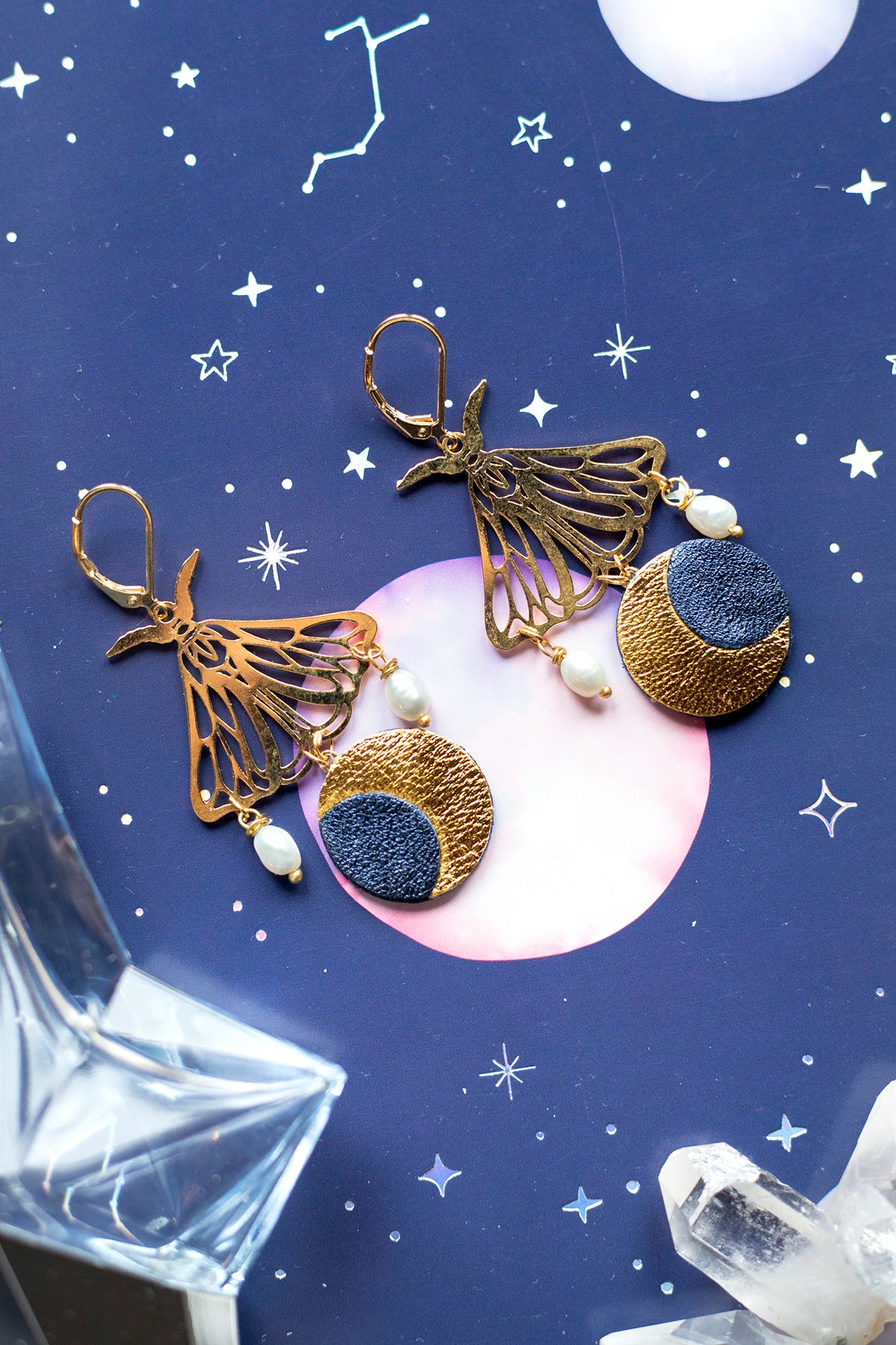 Boucles d’oreilles Papillons Lune