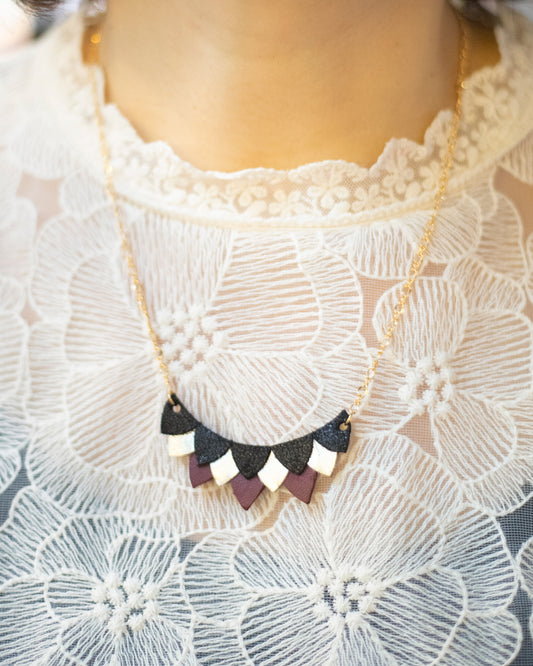 Platinum black and burgundy Ava necklace