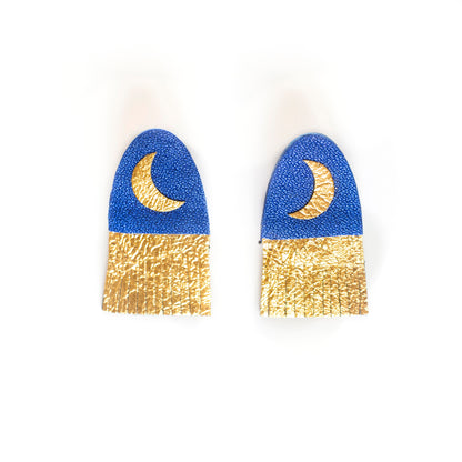 Boucles d'oreilles Lever de Lune bleu outremer métal