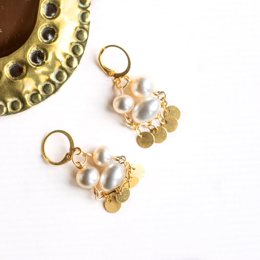 White glass bead earrings