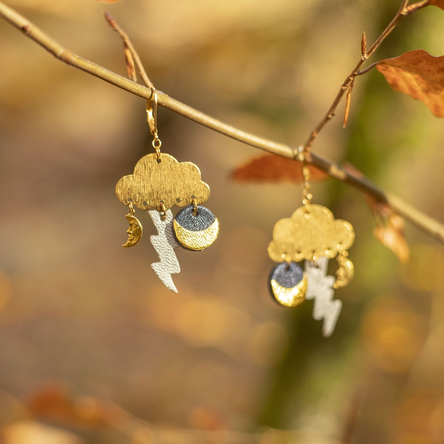 Boucles d'oreilles Nuages et éclairs