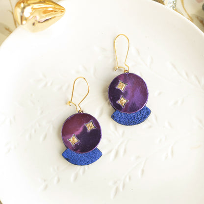 Boucles d'oreilles Boule de Cristal violet petit modèle