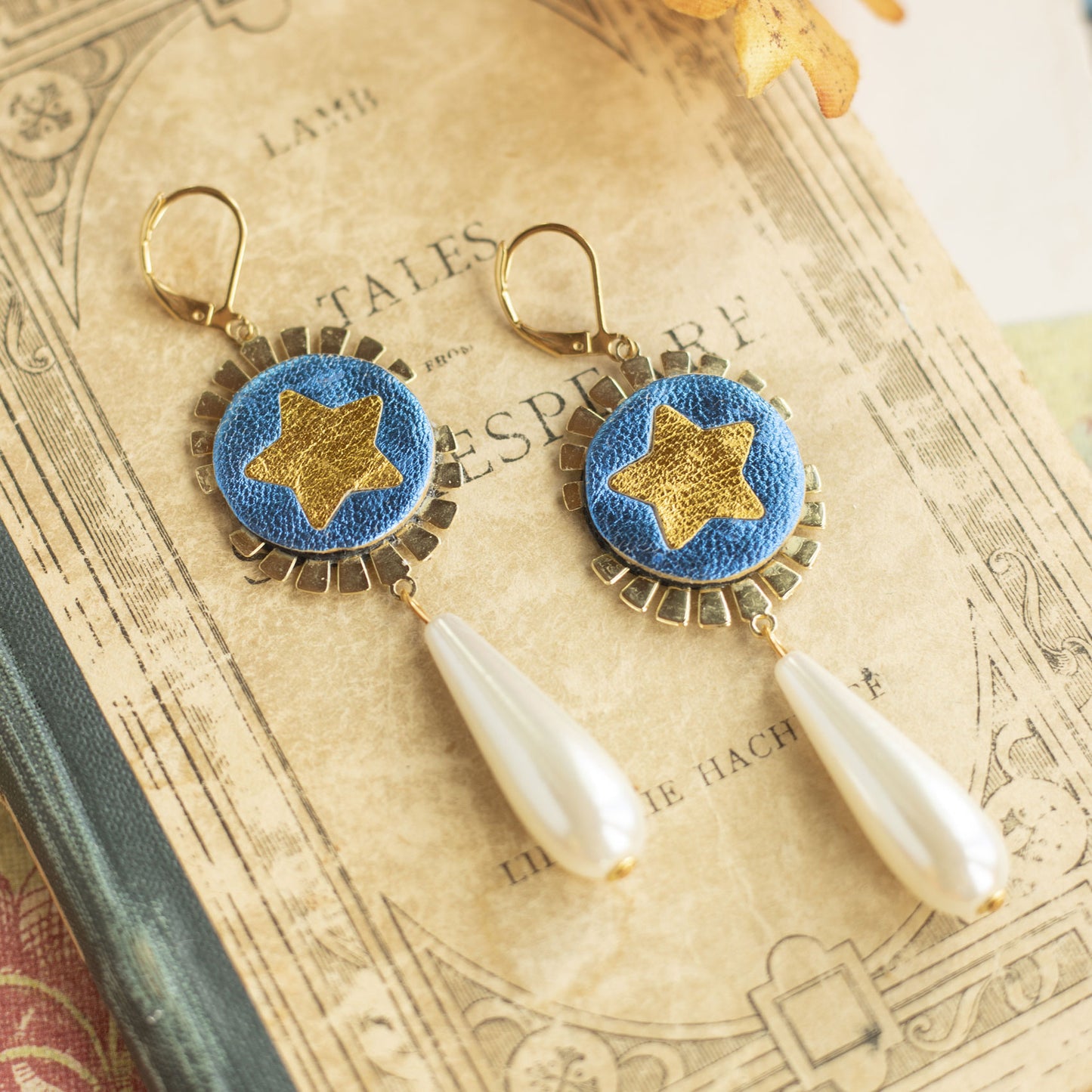 Boucles d'oreilles Etoiles Bleues