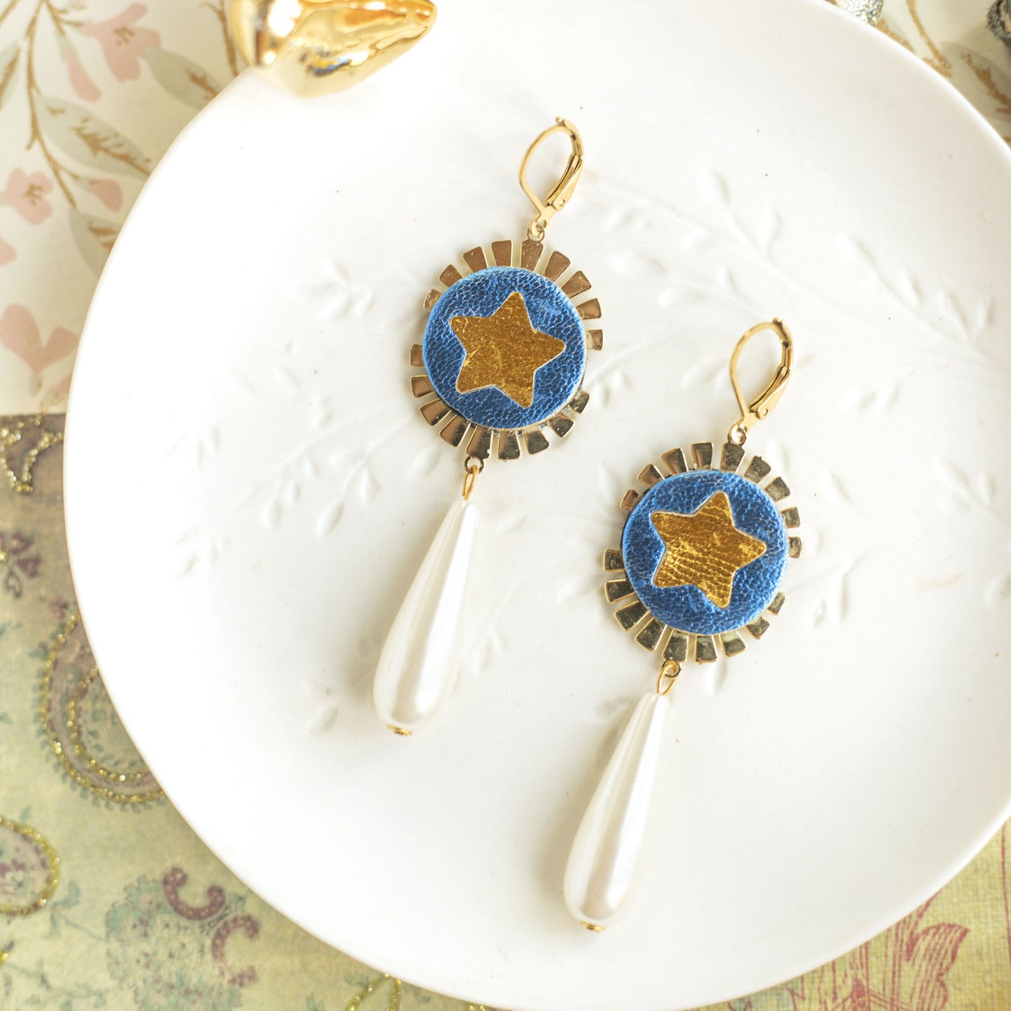 Boucles d'oreilles Etoiles Bleues