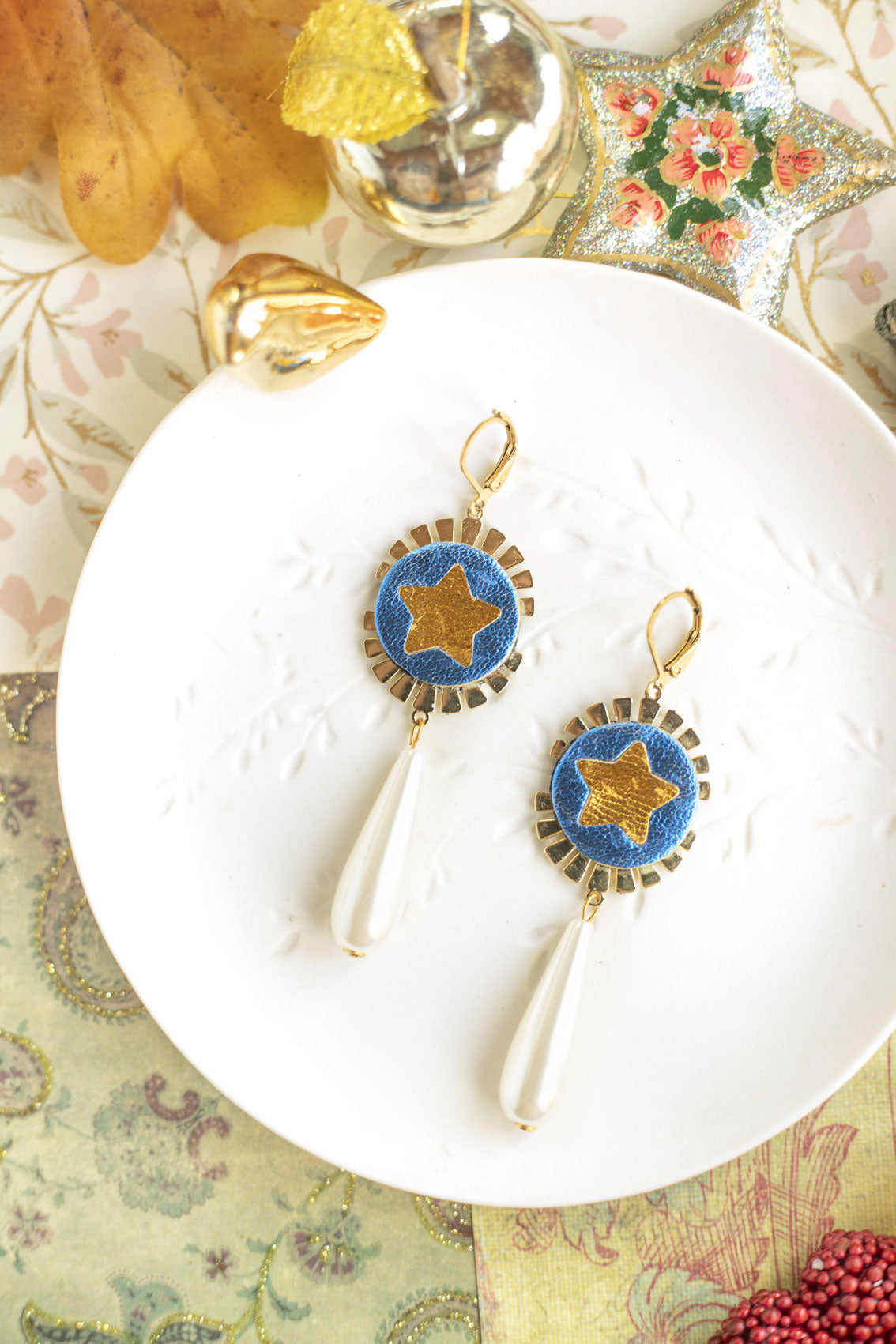 Boucles d'oreilles Etoiles Bleues