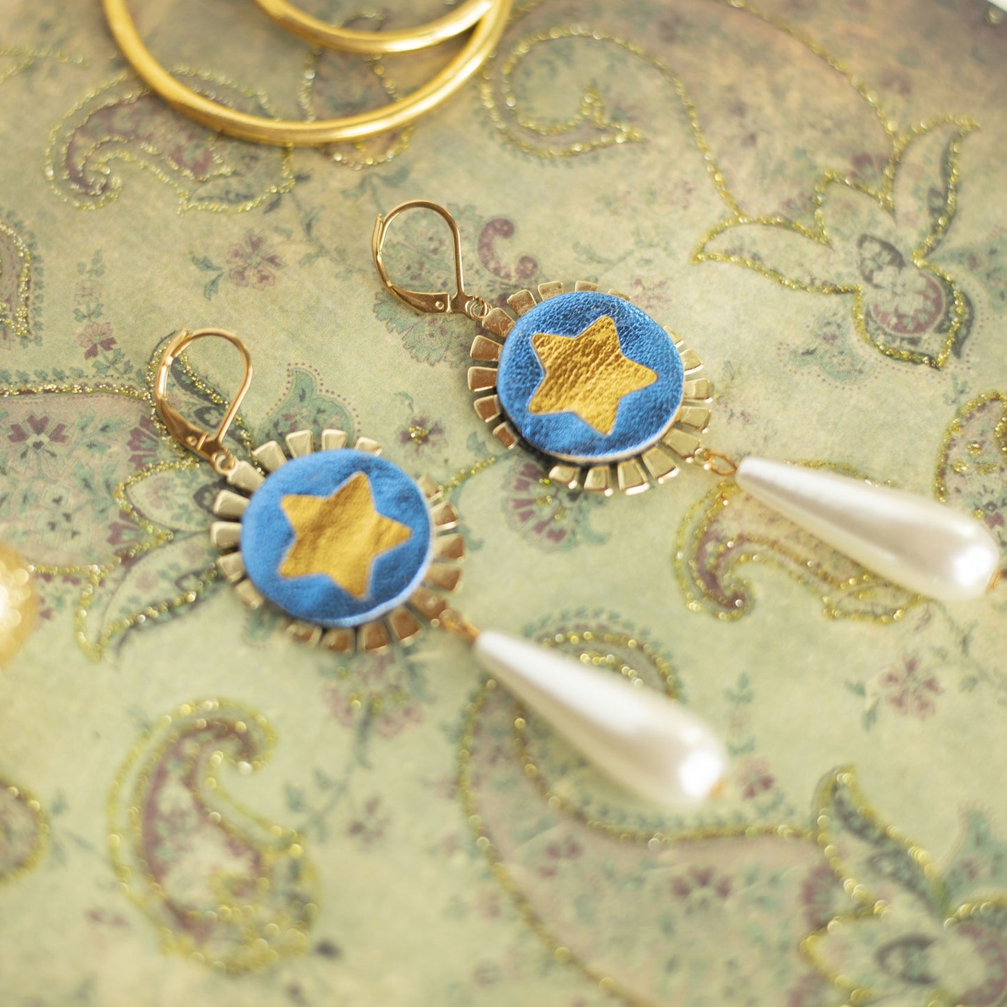 Boucles d'oreilles Etoiles Bleues