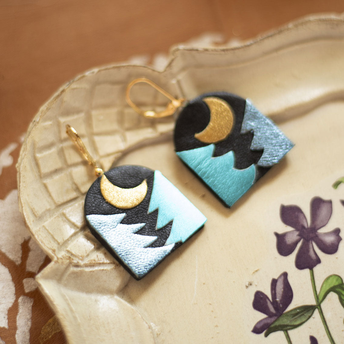 Boucles d'oreilles Paysage d'hiver bleu