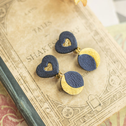 Boucles d'oreilles clips Coeurs et Croissants de Lune