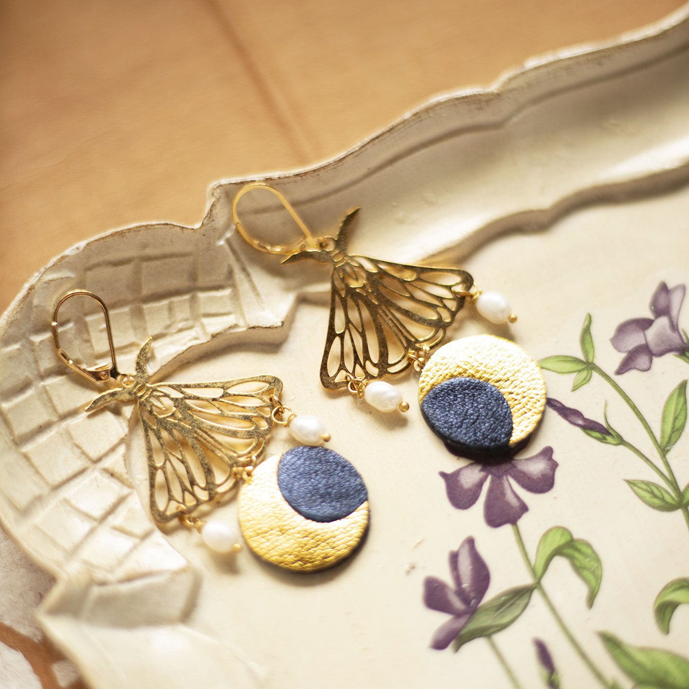 Boucles d’oreilles Papillons Lune