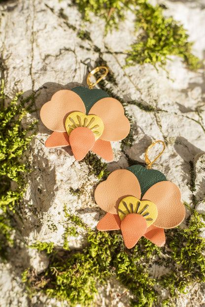 Boucles d’oreilles Orchidées - orange jaune vert