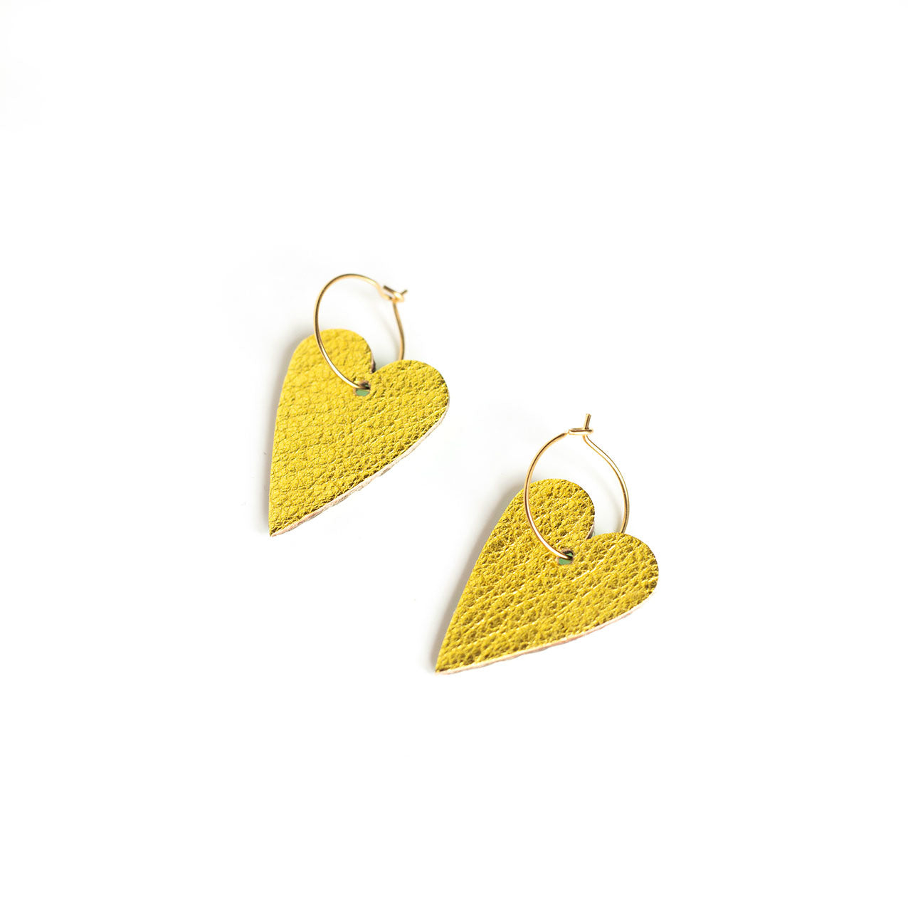 Boucles d'oreilles coeurs holographiques rose et jaune