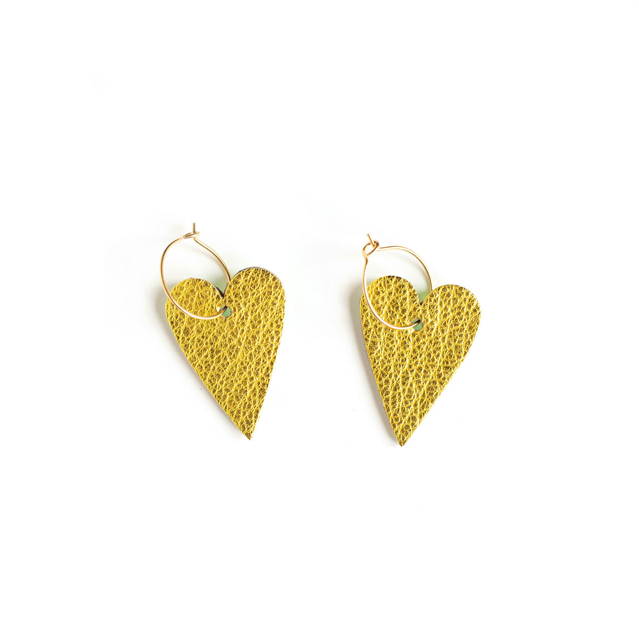 Boucles d'oreilles coeurs holographiques rose et jaune