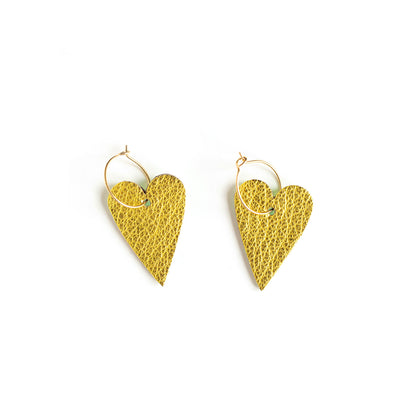 Boucles d'oreilles coeurs holographiques rose et jaune