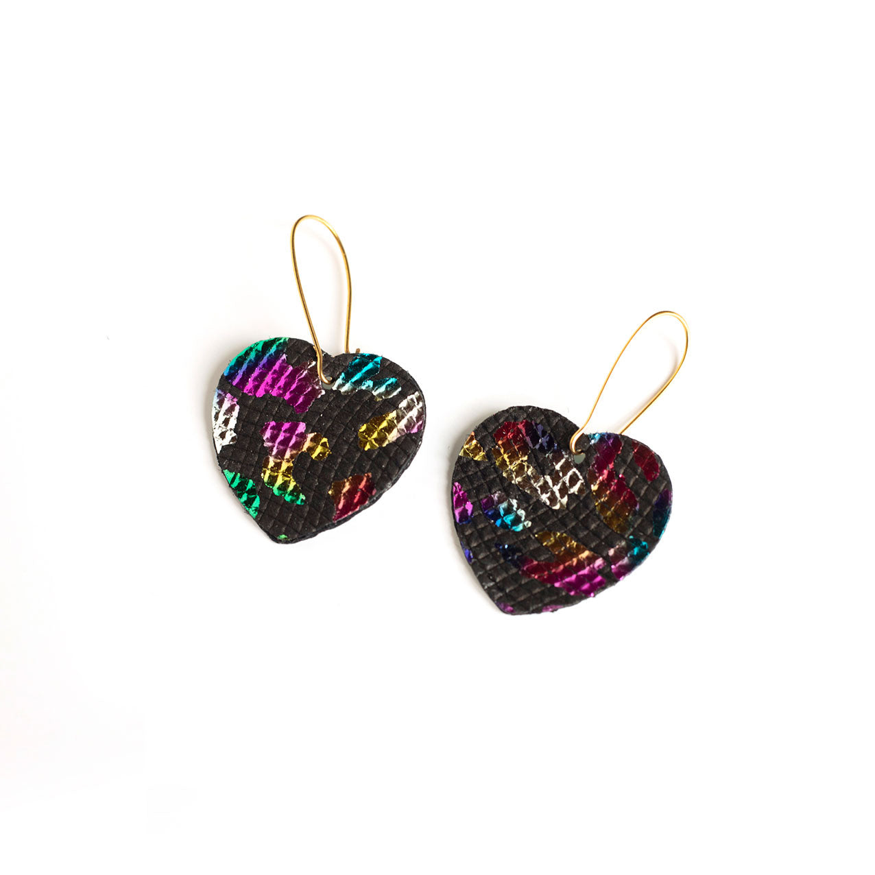 Boucles d'oreilles Coeurs noirs motifs multicolores