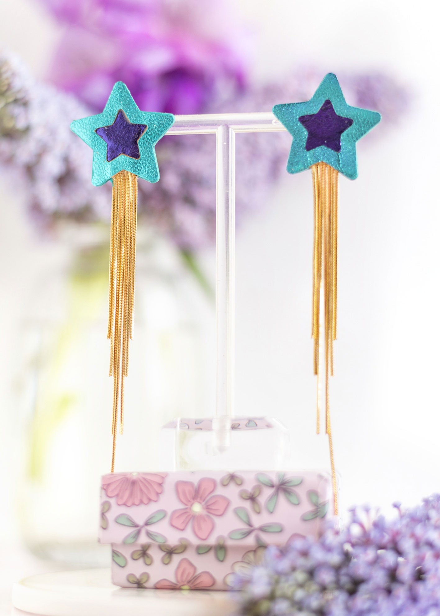 Boucles d'oreilles Comètes bleu et violet