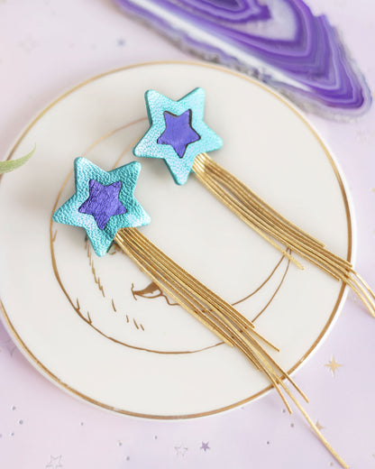 Boucles d'oreilles Comètes bleu et violet