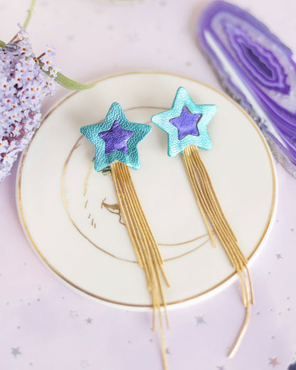 Boucles d'oreilles Comètes bleu et violet