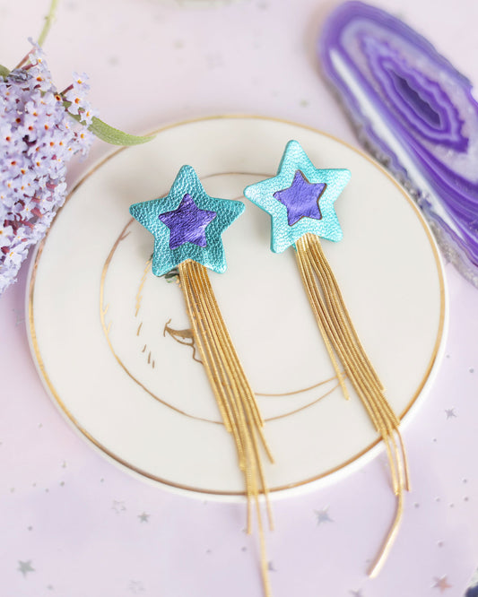 Boucles d'oreilles Comètes bleu et violet