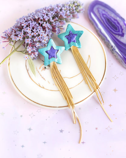 Boucles d'oreilles Comètes bleu et violet