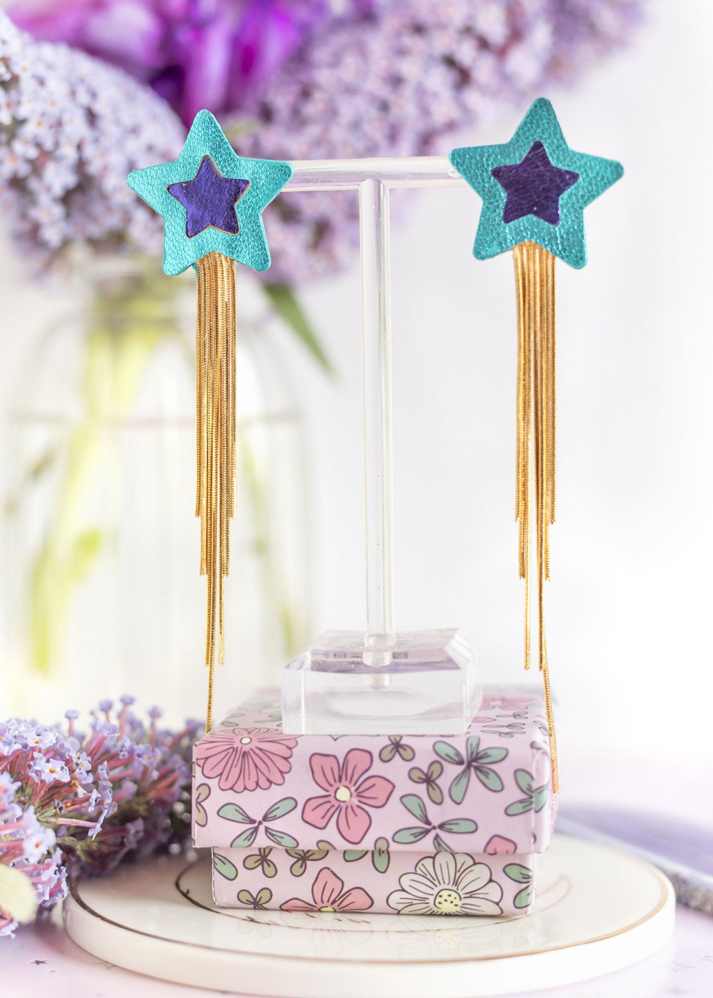 Boucles d'oreilles Comètes bleu et violet