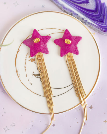 Boucles d'oreilles Comètes fuchsia et orange