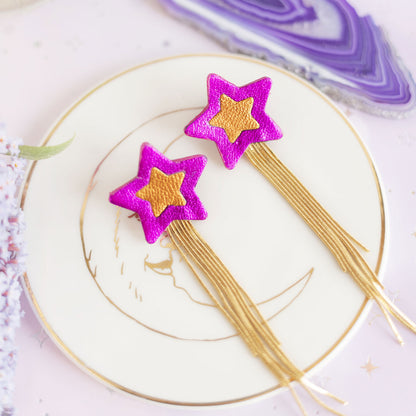 Boucles d'oreilles Comètes fuchsia et orange