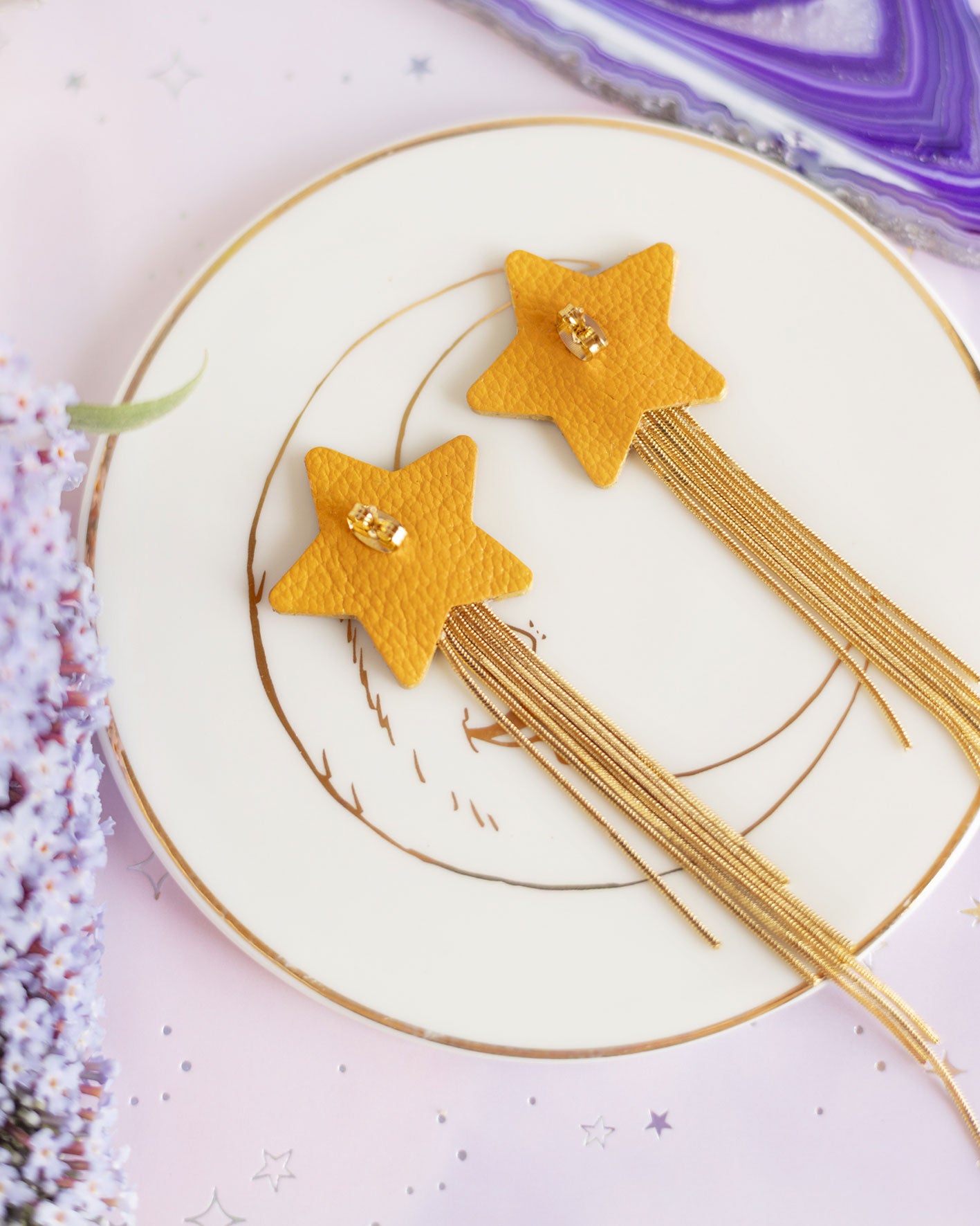 Boucles d'oreilles Comètes orange et violet