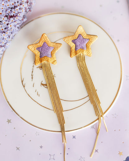 Boucles d'oreilles Comètes orange et violet