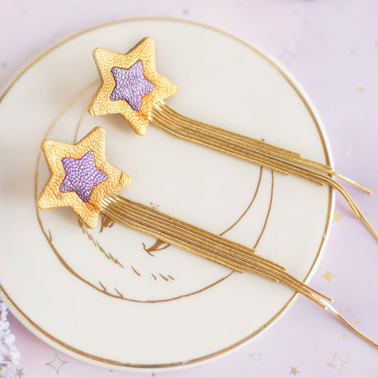 Boucles d'oreilles Comètes orange et violet