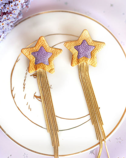 Boucles d'oreilles Comètes orange et violet