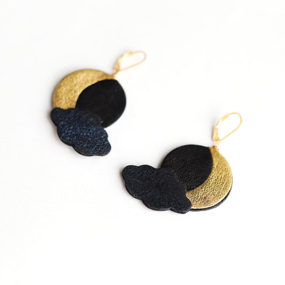 Boucles d'oreilles Lune sous les nuages