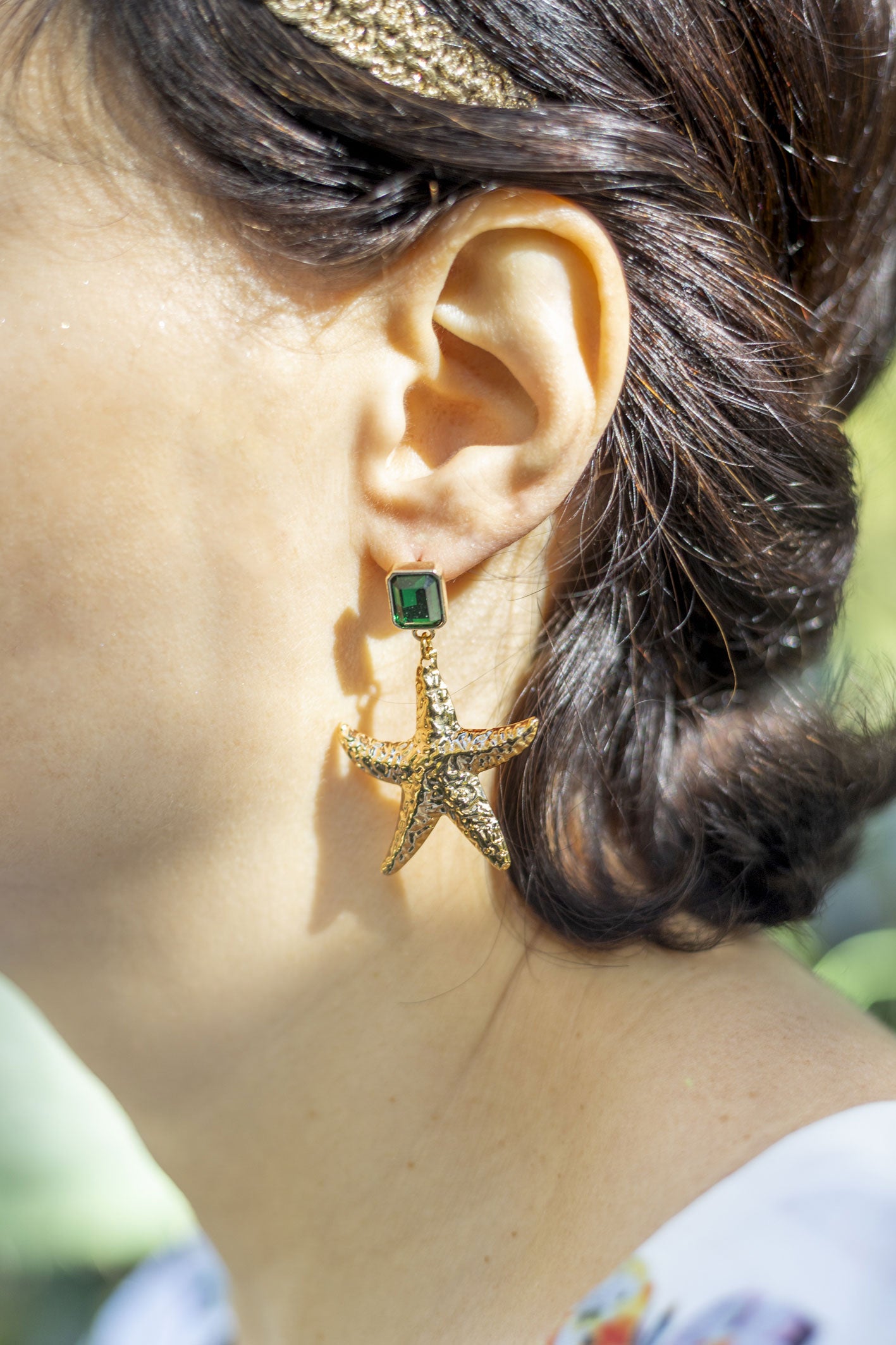 Boucles d'oreilles étoiles de mer laiton doré or fin