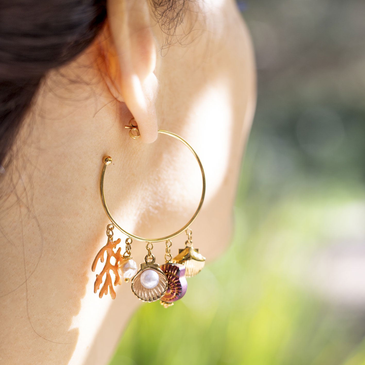 Boucles d'oreilles créoles Corail