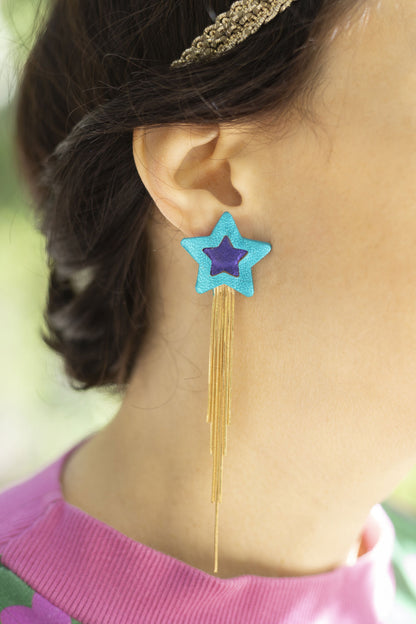 Boucles d'oreilles Comètes fuchsia et orange