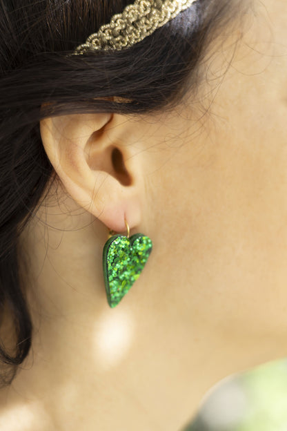 Boucles d'oreilles coeurs holographiques orangé