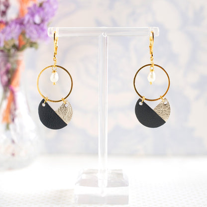 Boucles d’oreilles Alicia argent et noir