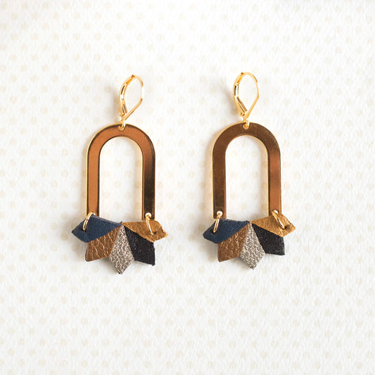 Viviane indigo blue and bronze earrings
