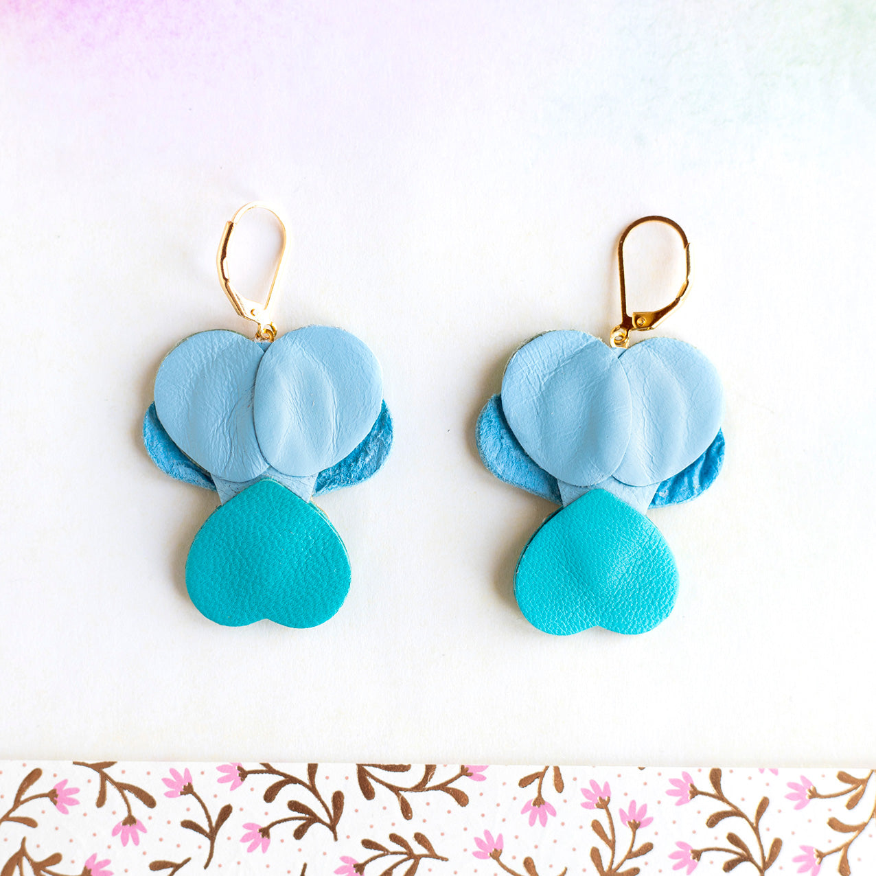 Pensées earrings - turquoise blue