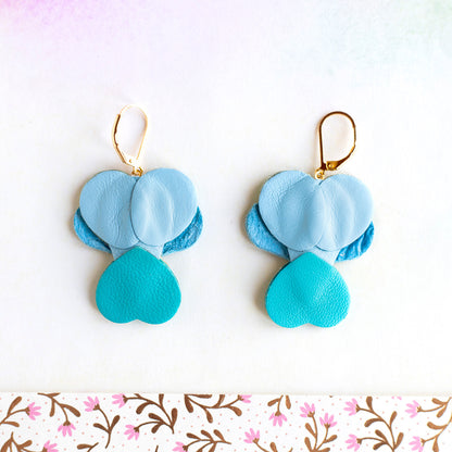 Boucles d’oreilles Pensées - bleu turquoise