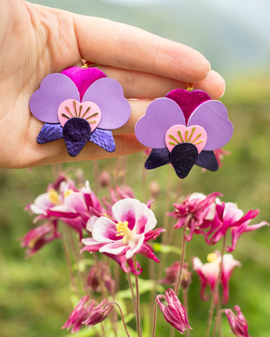 Boucles d’oreilles Orchidées - violet, rose, mauve, fuchsia