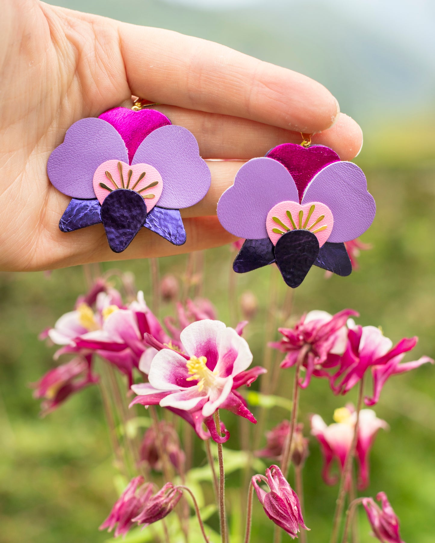 Orchid earrings - purple, pink, mauve, fuchsia