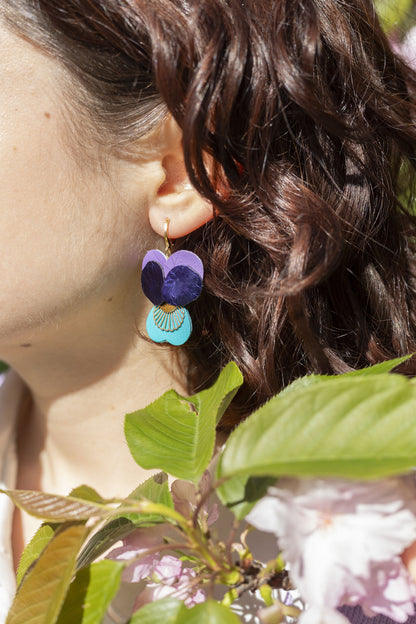 Pensées earrings - turquoise blue